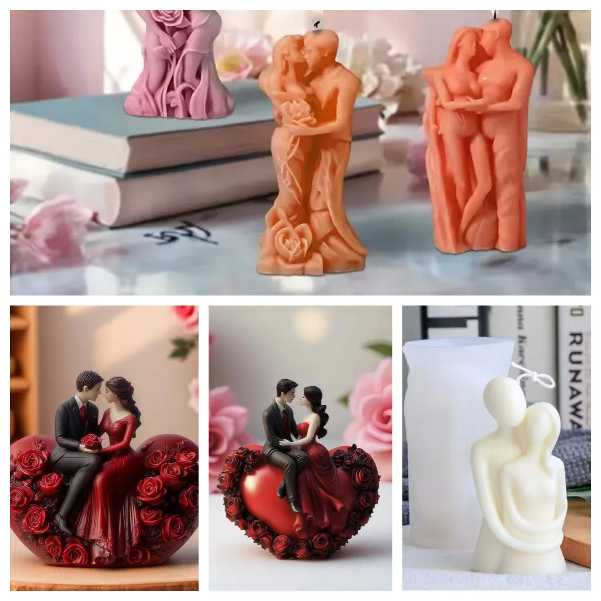 Silicone mold for creating couple-shaped aromatherapy candles, designed by LAQTA for DIY candle making.