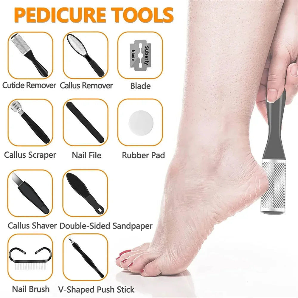 LAQTA electric foot file pedicure machine with ergonomic handle and abrasive roller for smooth, healthy feet.