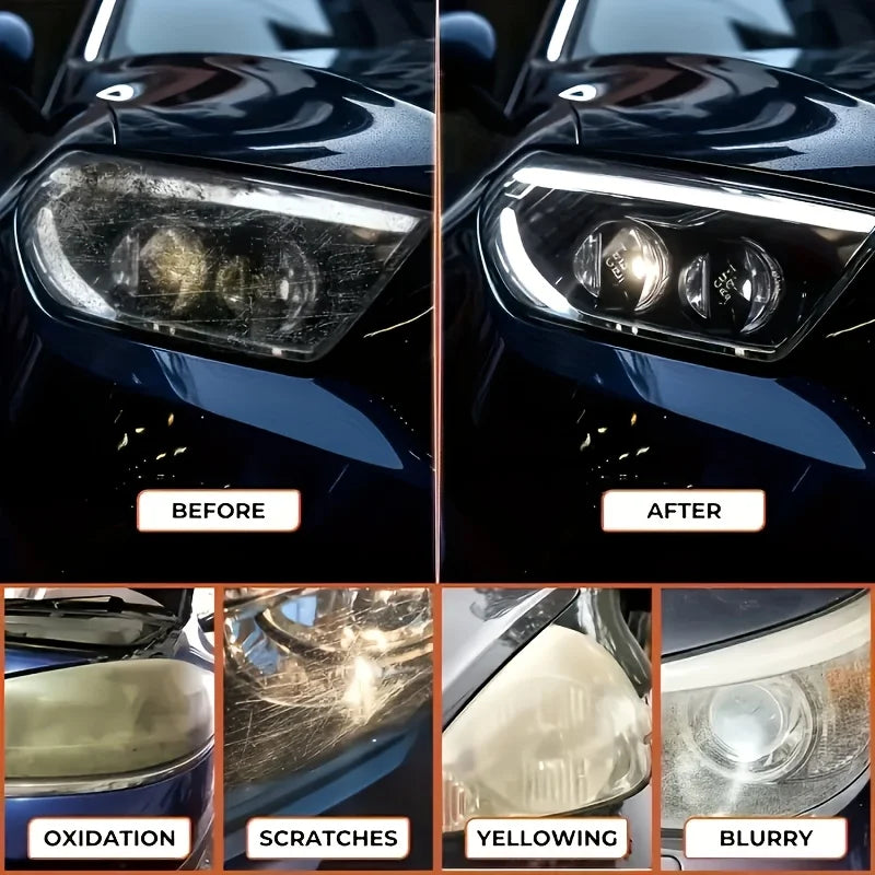 LAQTA Car Headlight Restoration Polishing Kit with polishing tools and compounds for restoring cloudy or damaged headlights.