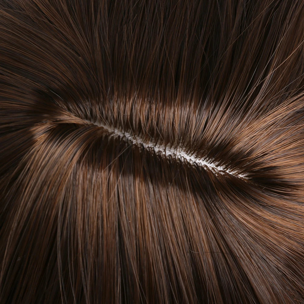 Long straight synthetic wig by LAQTA featuring smooth, sleek hair with a natural shine and even length.
