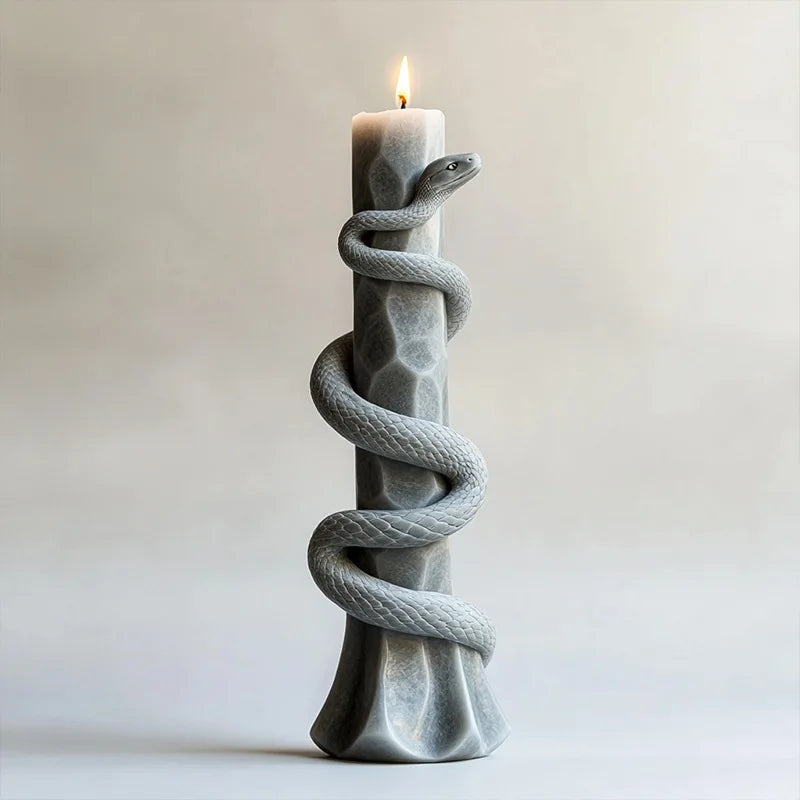 3D rotating snake relief candle silicone mold by LAQTA, featuring detailed snake design for creating unique candles.