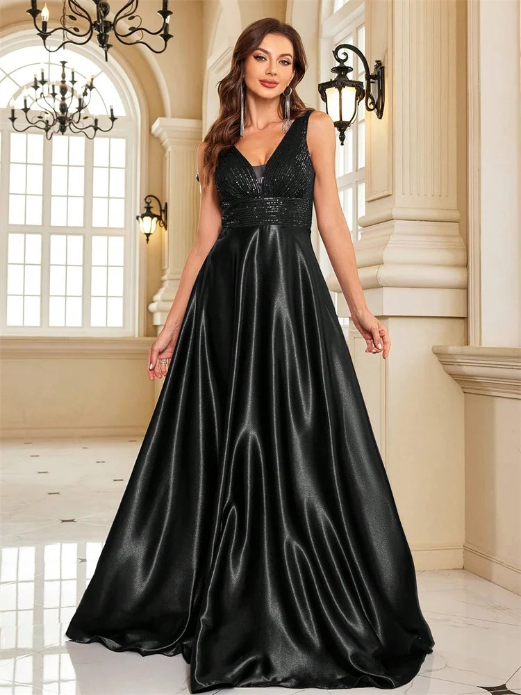 Elegant sequins evening dress by LAQTA featuring a fitted silhouette and shimmering sequin embellishments.