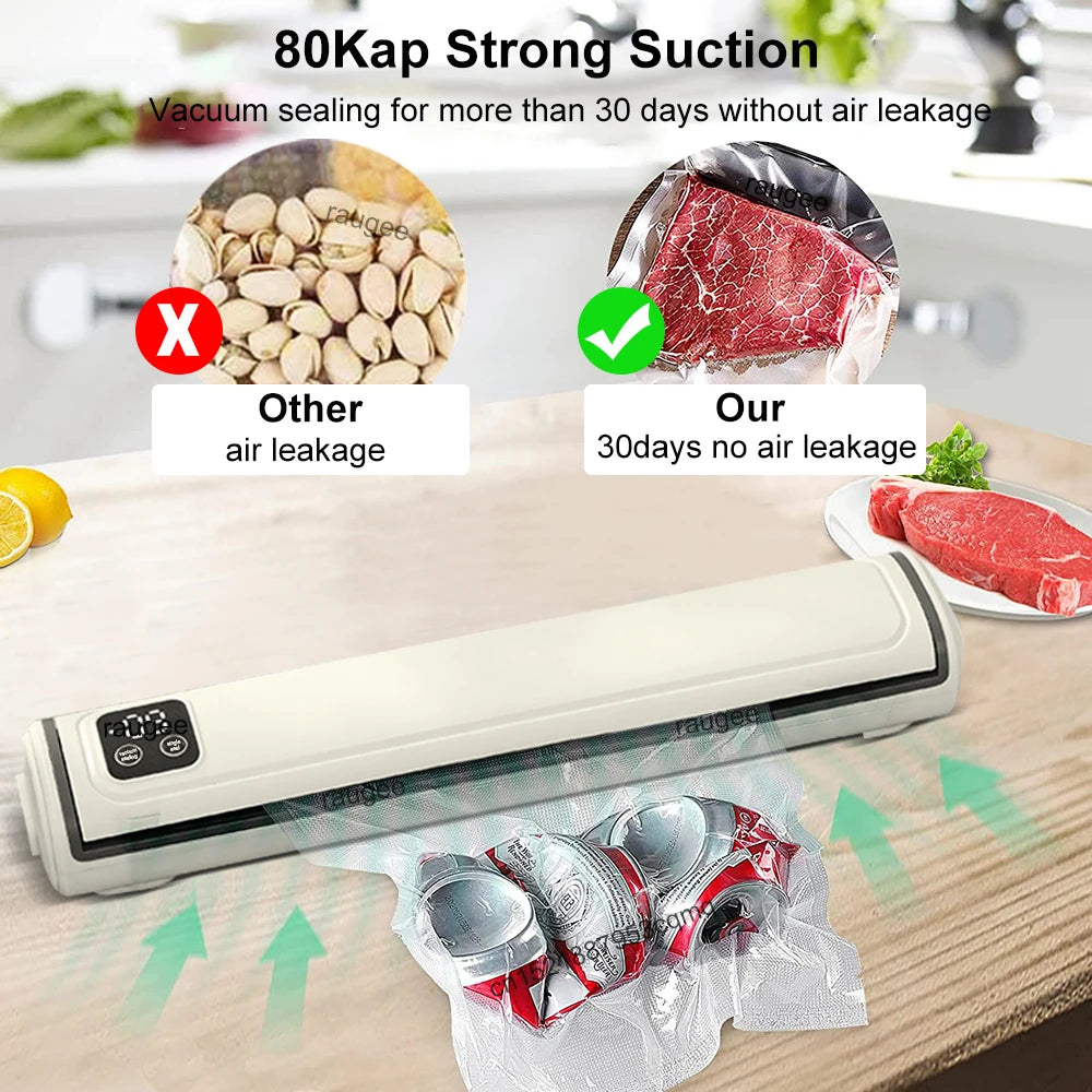 LAQTA vacuum packing machine with digital controls and sealing bar for airtight food storage and preservation.