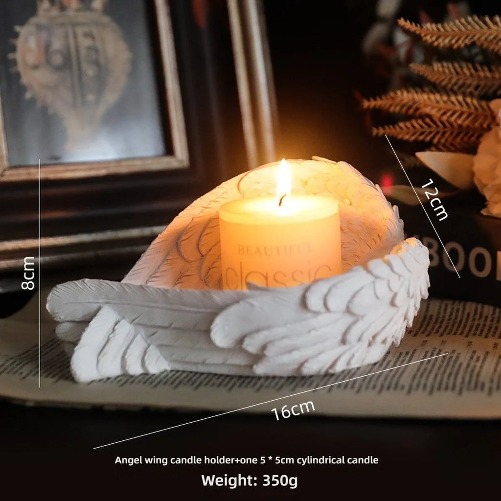 White Angel Candle Holder by LAQTA, featuring a detailed angel design in ceramic with a classical style.
