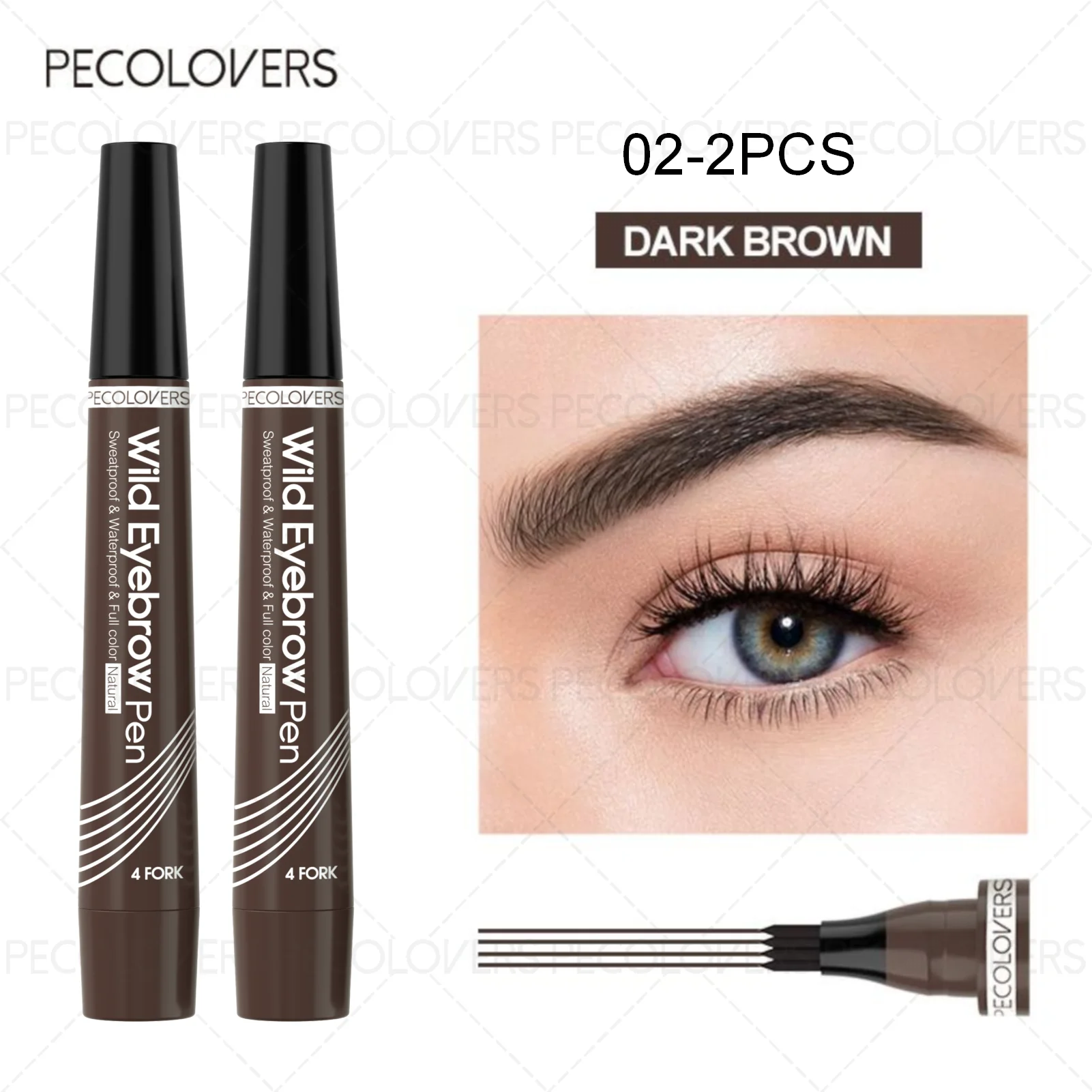 LAQTA eyebrow pen with 6 color options, featuring a sleek design and precise applicator for natural-looking brows.