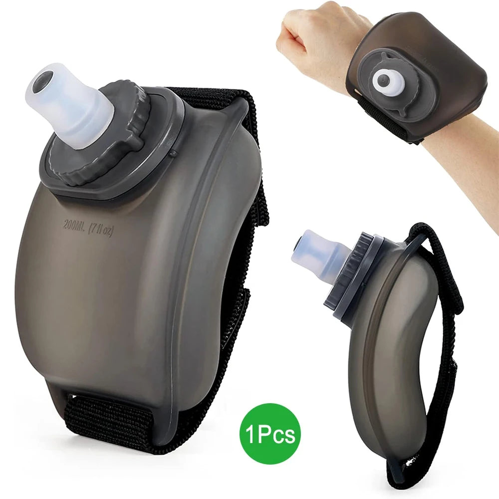 LAQTA wrist water bottle featuring a sleek design and adjustable strap, perfect for staying hydrated on the go.