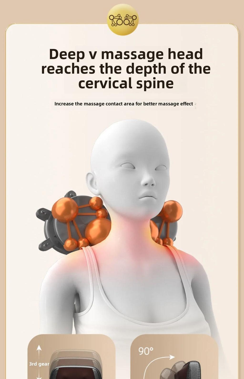 LAQTA Shiatsu neck massager with heat feature, showing ergonomic design and adjustable straps for targeted relaxation.