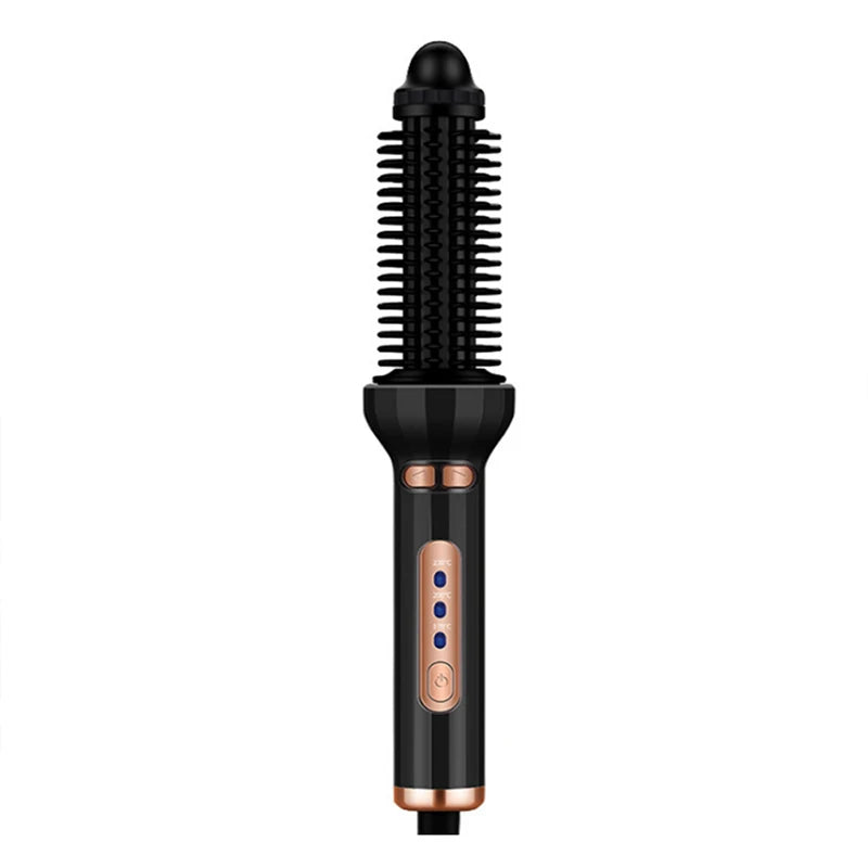 LAQTA automatic hair curling iron with ceramic barrel, showing the device in use on curly hair for smooth, defined curls.