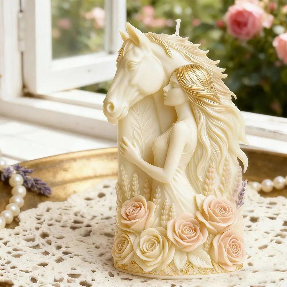 LAQTA Dreamy Horse Head Candle Mold showing detailed horse head shape in a silicone mold for candle making