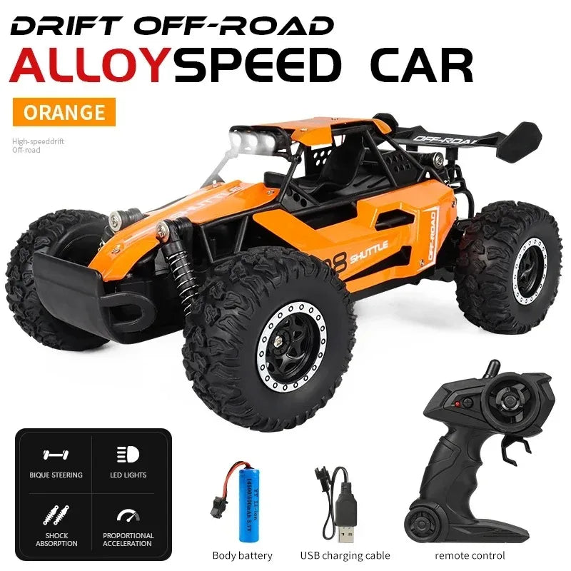 LAQTA RC off-road climbing car navigating rocky terrain with rugged tires and sleek design in outdoor setting
