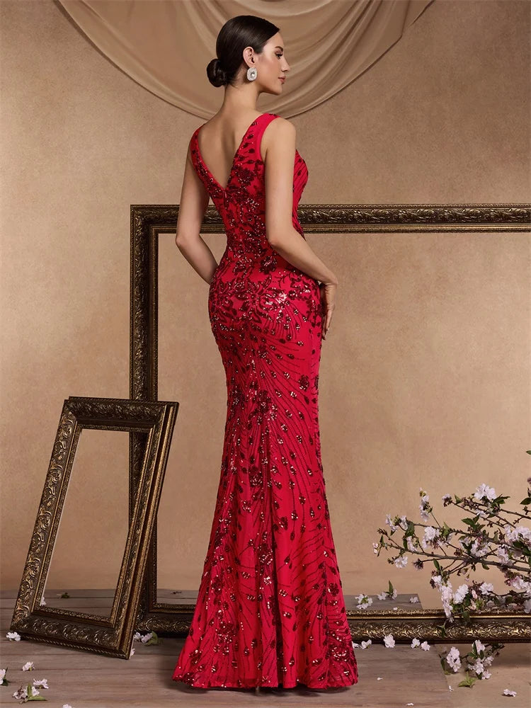 Elegant slit evening dress by LAQTA featuring a stylish design, showcased in this image with flowing fabric and a sophisticated silhouette.