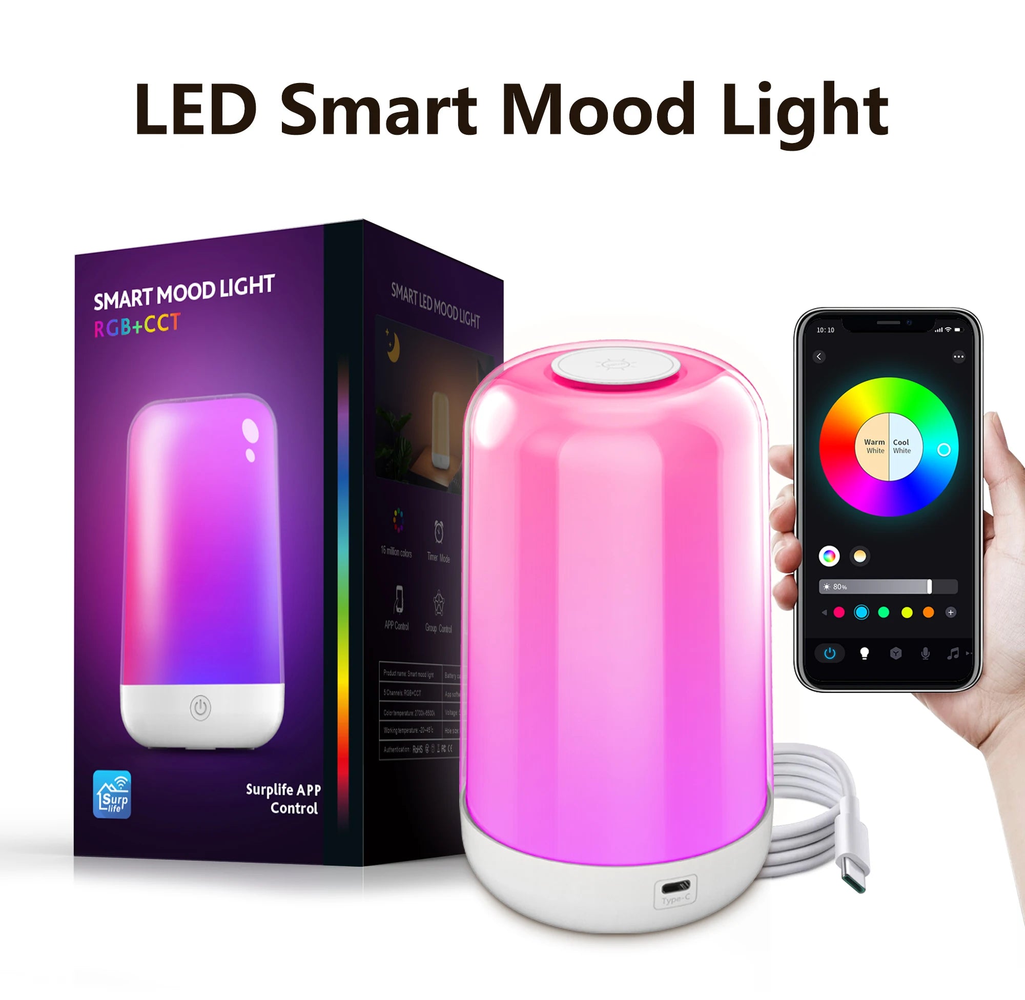 LAQTA Smart Touch Bedside Table Lamp with modern design, featuring a sleek base and touch-sensitive control for adjustable lighting.