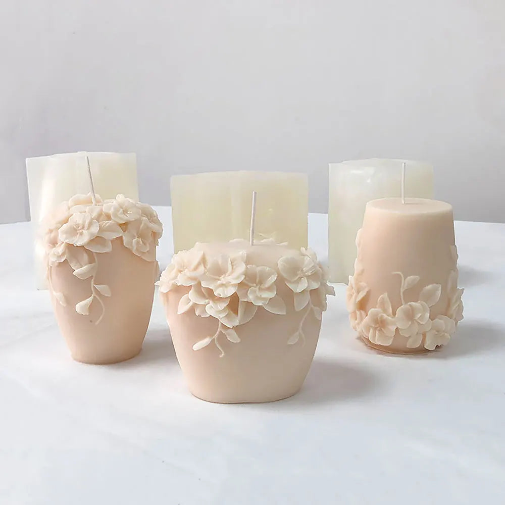 LAQTA rattan flower silicone candle mold with intricate rattan flower patterns for handmade candles and craft projects.