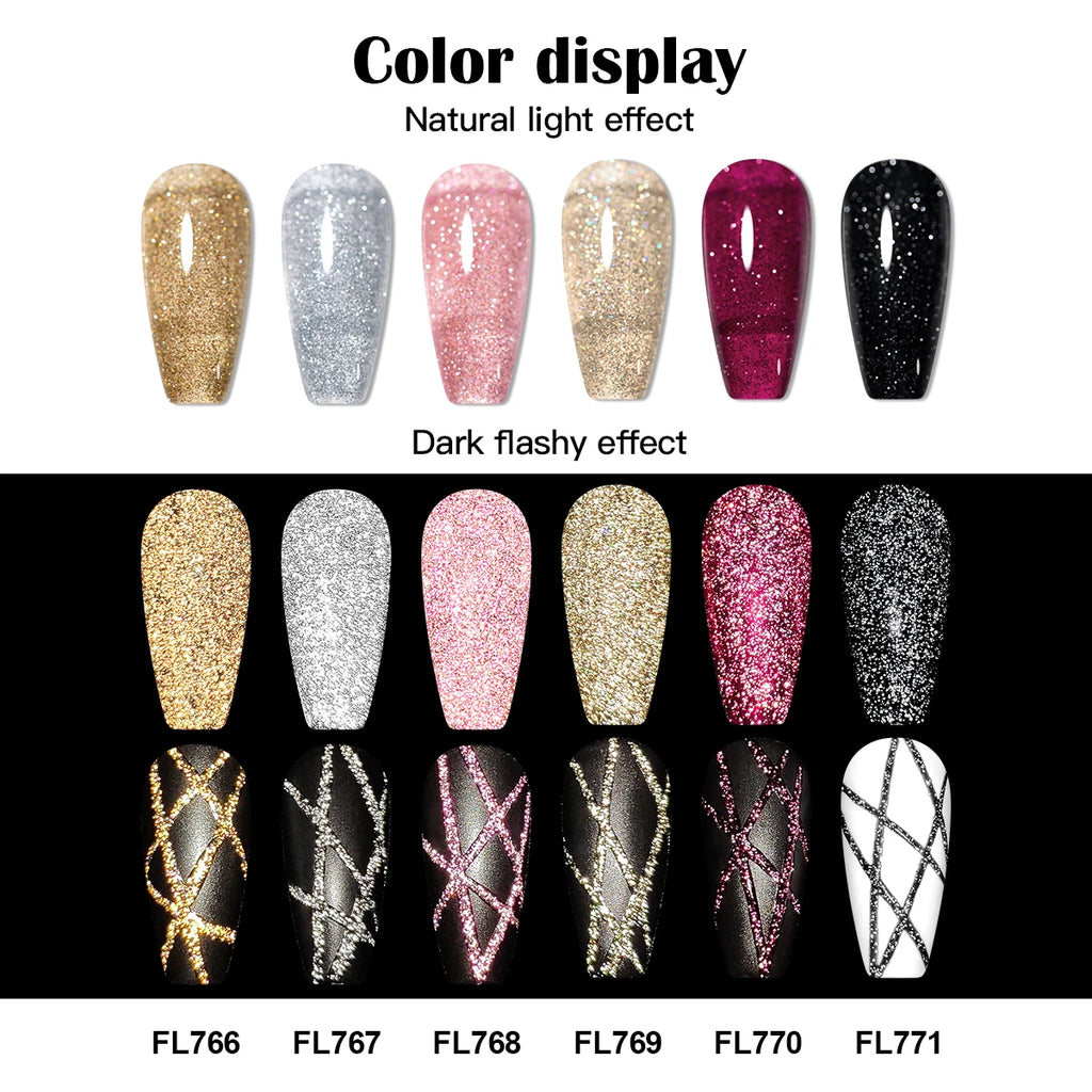 LAQTA Reflective Glitter Liner in sleek packaging, showcasing vibrant, sparkling eyeliner with reflective glitter for bold eye makeup.