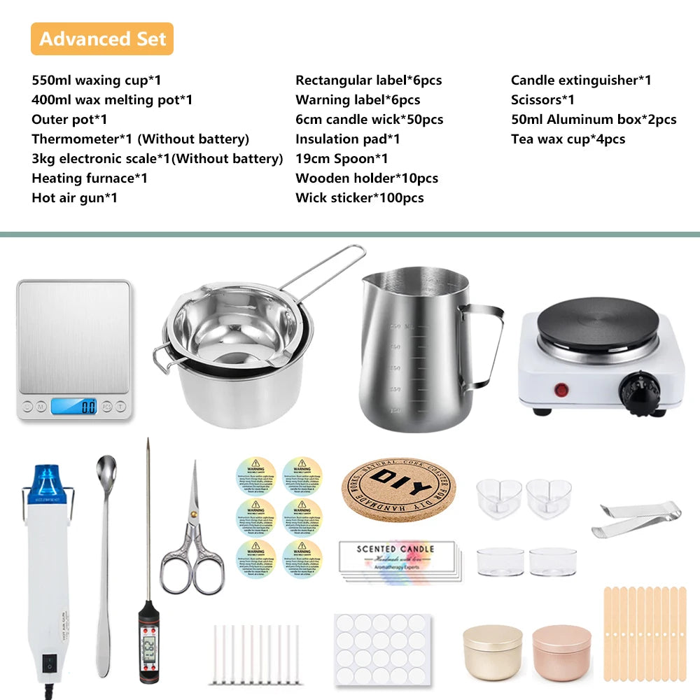 LAQTA DIY Candle Craft Tools Kit with wicks, molds, and tools for making candles at home.