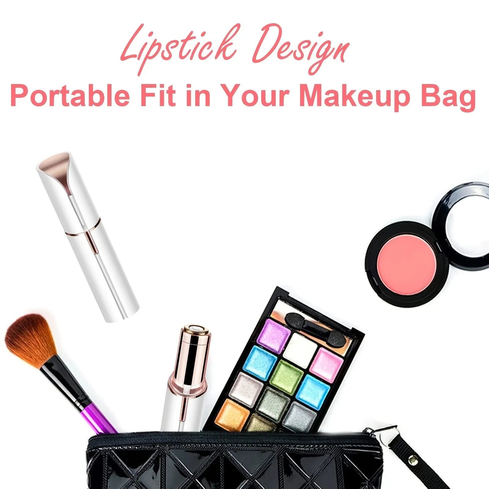 Portable LAQTA lipstick in sleek case, with vibrant color visible, perfect for on-the-go makeup touch-ups.