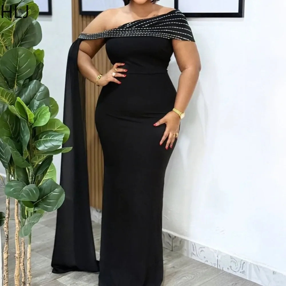 LAQTA sexy rhinestone patchwork bodycon long dress, featuring shimmering embellishments and a fitted silhouette for elegant style.