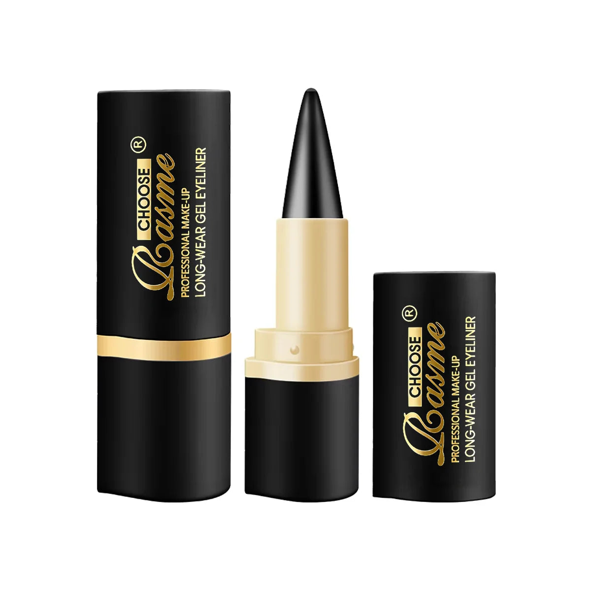 LAQTA creamy texture eyeliner in black, showcasing smooth application and precise line on a clean skin background.