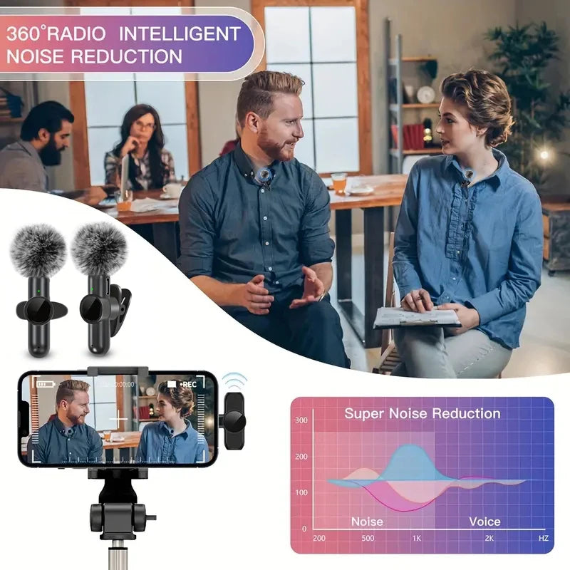 Wireless lavalier microphone by LAQTA, small clip-on mic with black cable and discreet design, ideal for recordings and presentations.