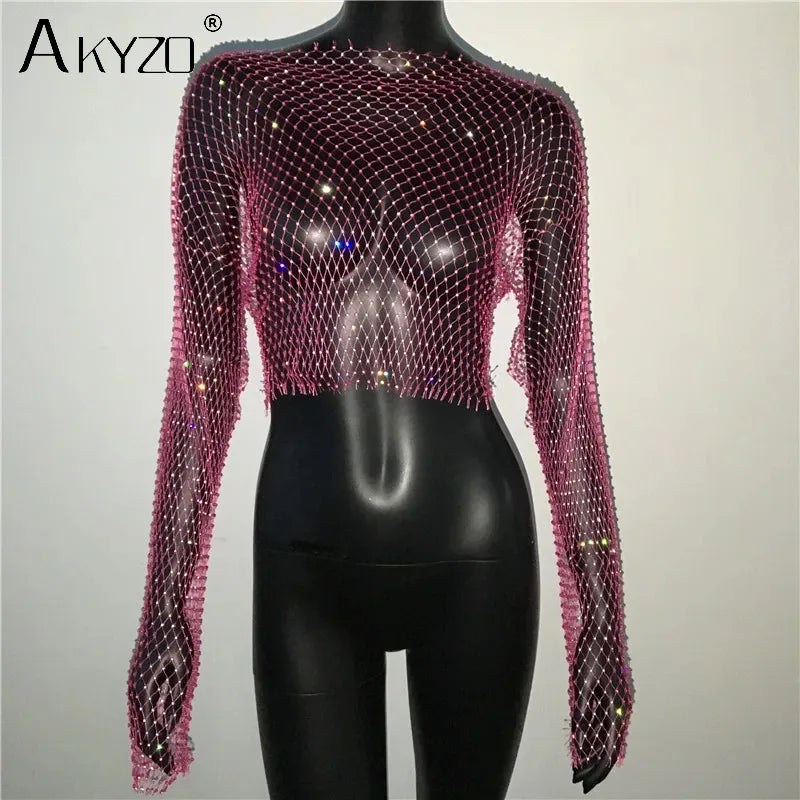 Autumn women sexy see blouse by LAQTA featuring lightweight fabric and stylish design, perfect for fall fashion.