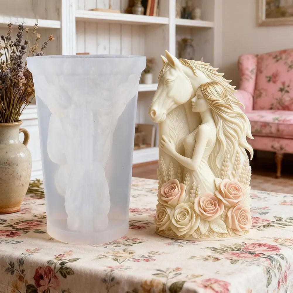LAQTA dreamy horse head candle mold showing detailed horse head shape in silicone for crafting candles.