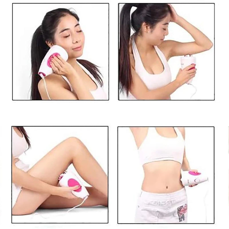 LAQTA massage roller in black, textured surface for muscle relief and relaxation, shown in use on a person's back.