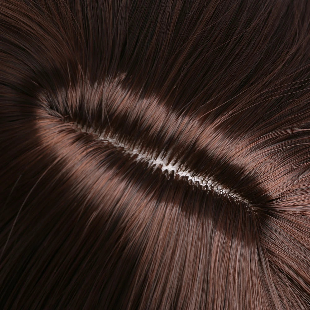 Long straight synthetic wig by LAQTA with sleek, smooth hair flowing down, showcasing a natural straight hairstyle.