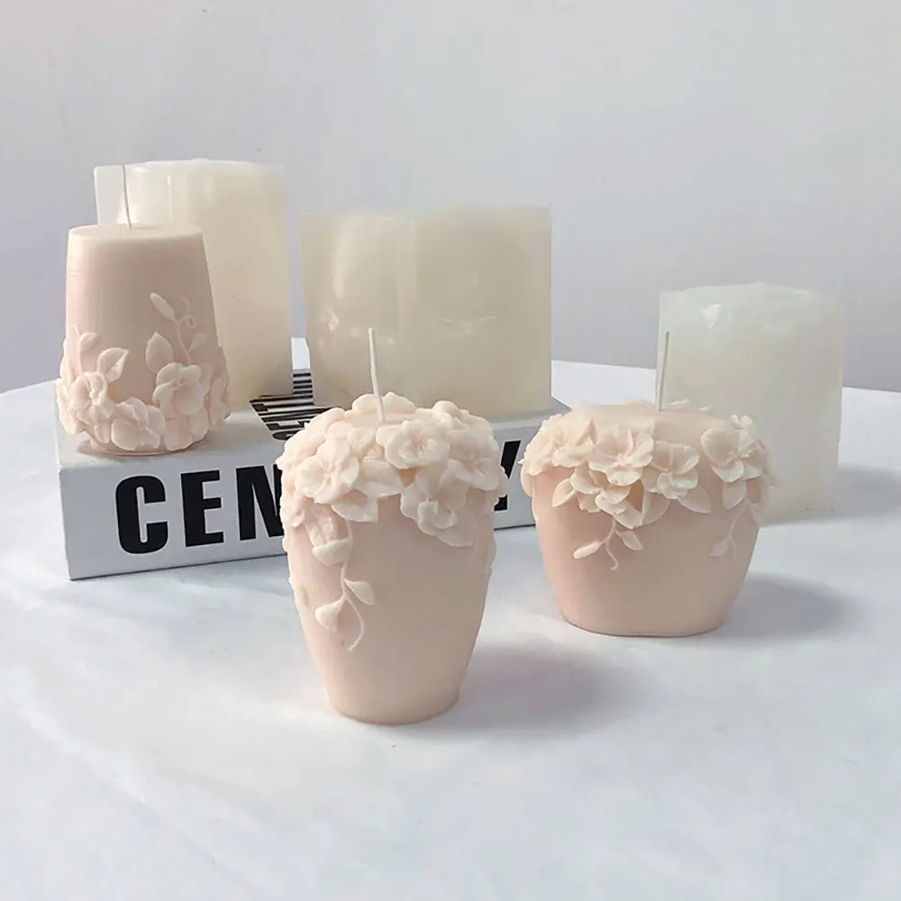 LAQTA rattan flower silicone candle mold showing detailed floral design for homemade candles