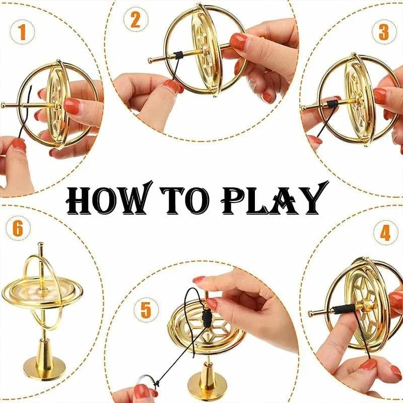 LAQTA Metal Anti-Gravity Spinning toy with sleek design, demonstrating its spinning and anti-gravity features.