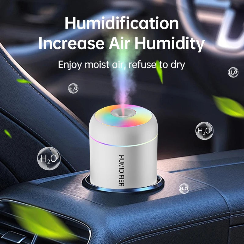 LAQTA 180ML mini air humidifier emitting a fine mist, compact design perfect for personal use and small spaces.