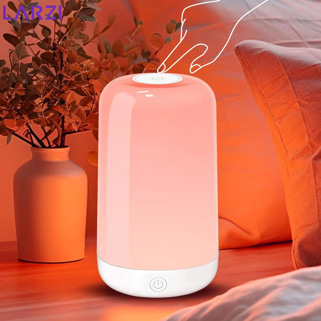 LAQTA Smart Touch Bedside Table Lamp with sleek design, illuminated touch controls, and modern white finish.