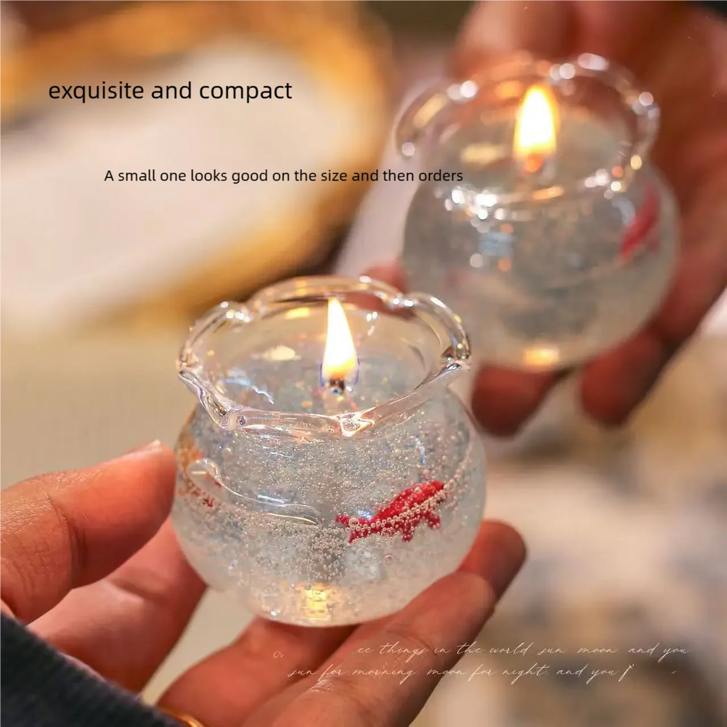 LAQTA Bubble Fish Tank goldfish aromatherapy candle with a clear glass container and decorative fish design on the label