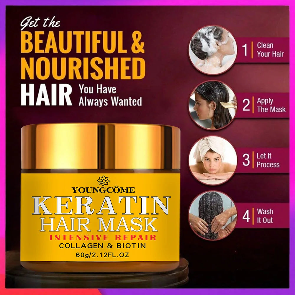 LAQTA hair repair product showing a sleek bottle with nourishing hair treatment, designed to restore damaged hair strands.