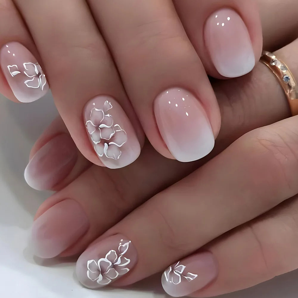 Set of 24 LAQTA short square acrylic nails with natural finish, ideal for stylish, easy-to-apply nail enhancements.