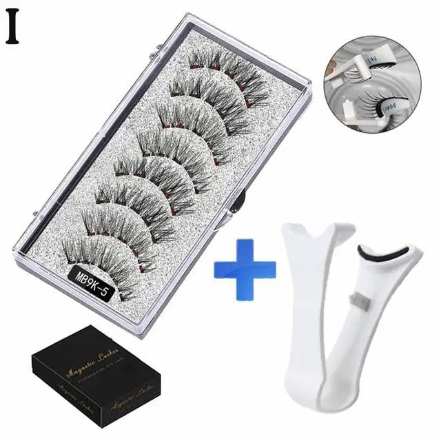 Natural Magnetic 3D Eyelashes by LAQTA, showcasing full, wispy lash extensions with magnetic strips for a dramatic look.