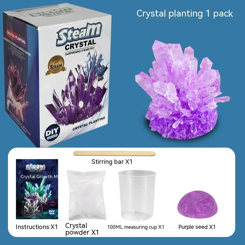 LAQTA Technology Toy Crystal Planting DIY kit with colorful crystals and planting tools, designed for creative craft activities.
