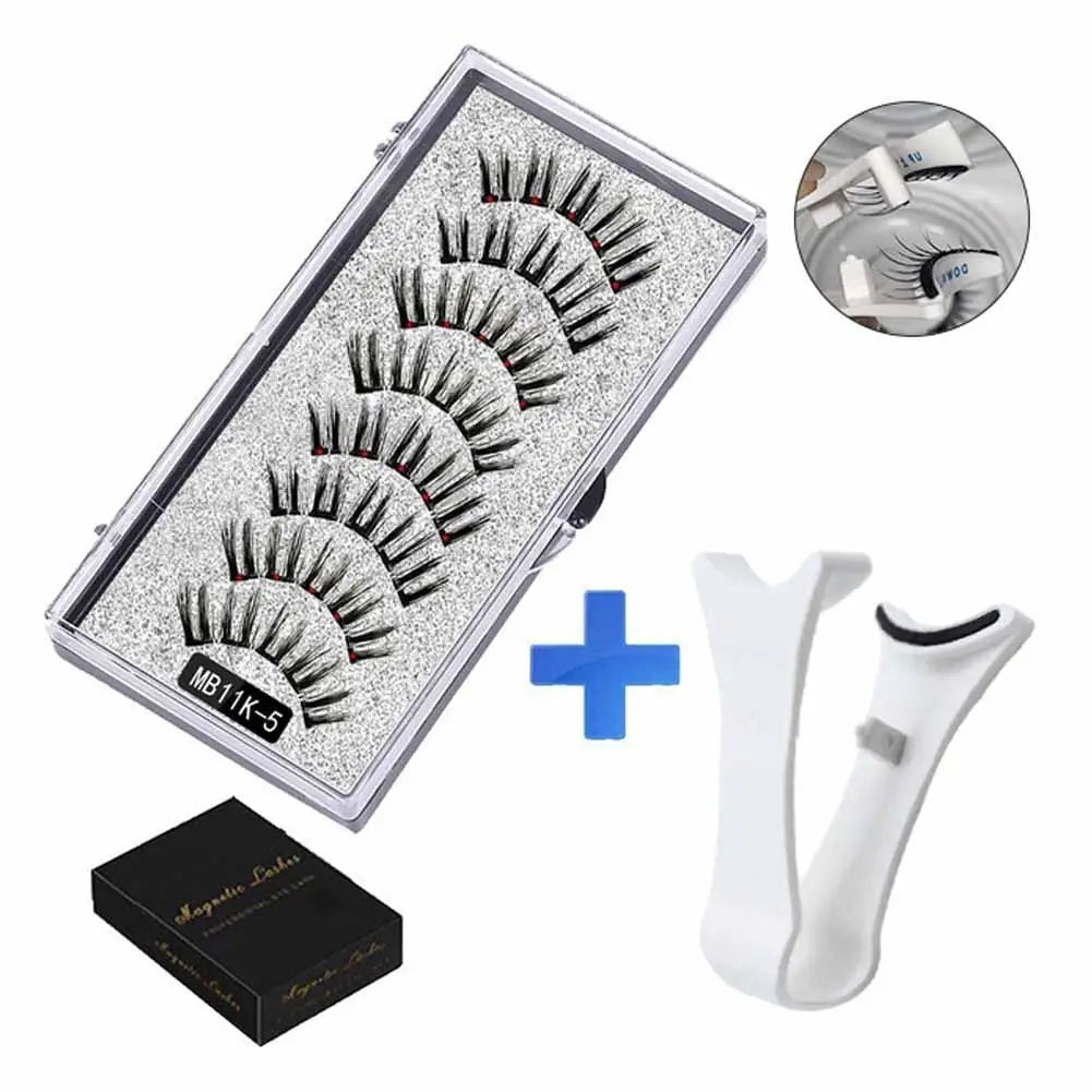 LAQTA Natural Magnetic 3D Eyelashes showing full, wispy black lash strands with magnetic strips for easy wear