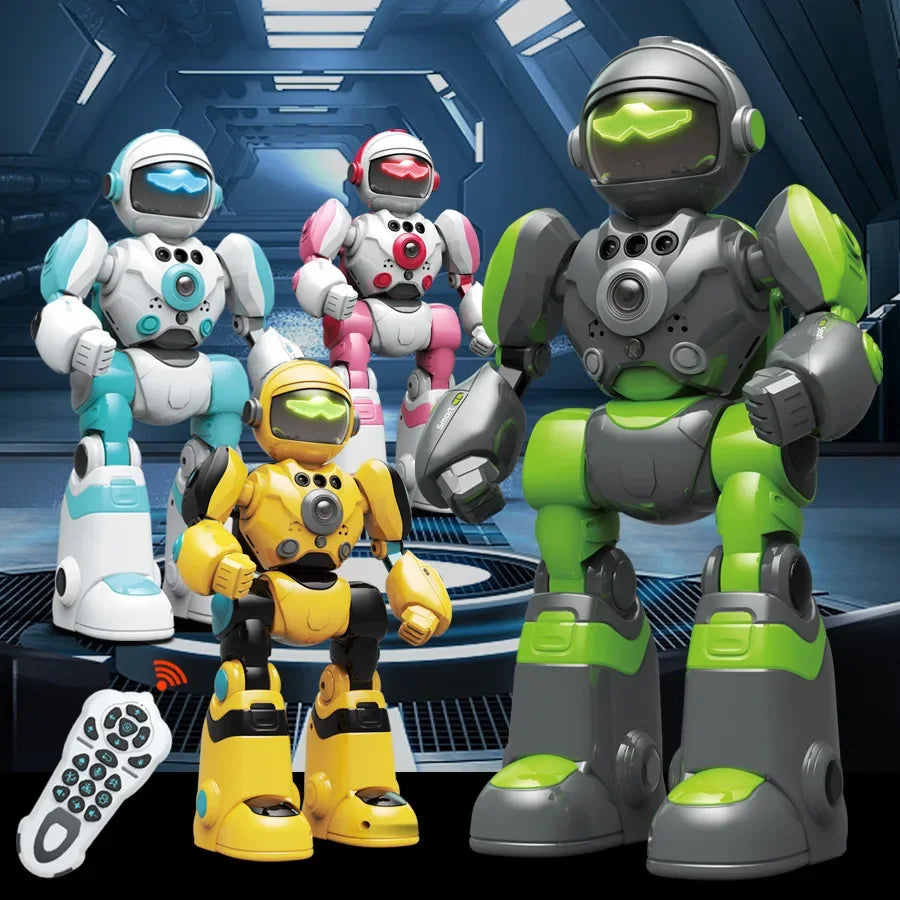 LAQTA RC robot for kids with expressive features, durable plastic body, and colorful design suitable for young robotics enthusiasts.