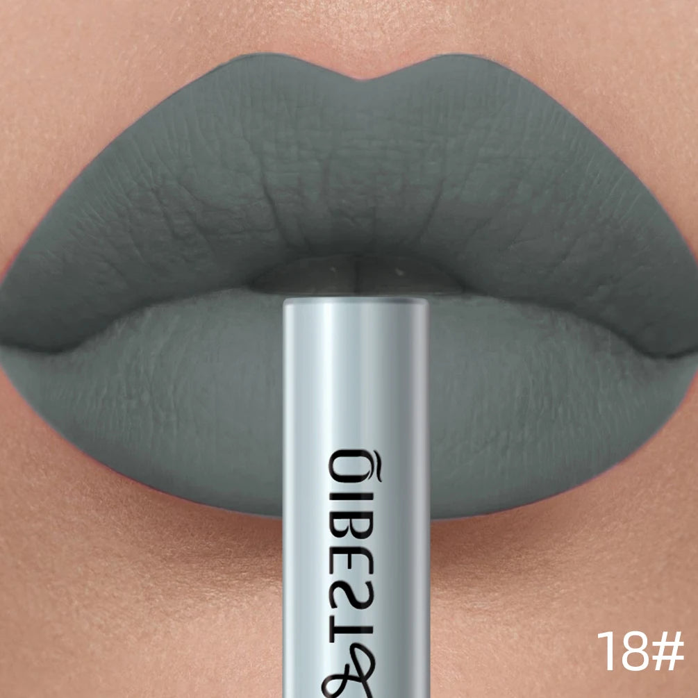 LAQTA matte liquid lipstick in a rich shade, shown in a close-up image highlighting smooth, velvety texture and precise application.