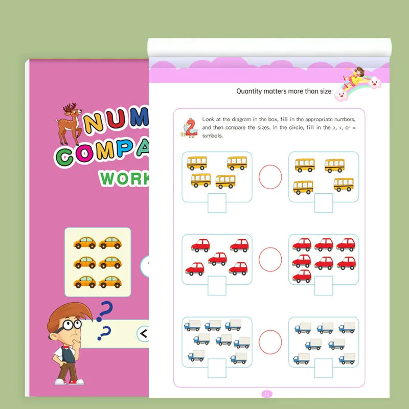 LAQTA math workbook for students, featuring colorful pages with math exercises and practice problems for learning math skills.