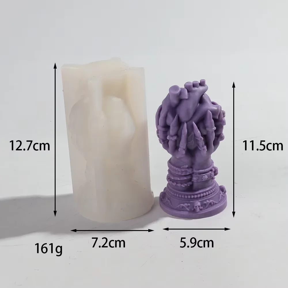 LAQTA Rose Relief Skull Candle Silicone Mold showing detailed skull design with rose patterns for candle making.