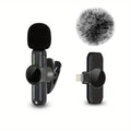 LAQTA wireless lavalier microphone clip-on for clear audio recording, shown attached to a clothing lapel.