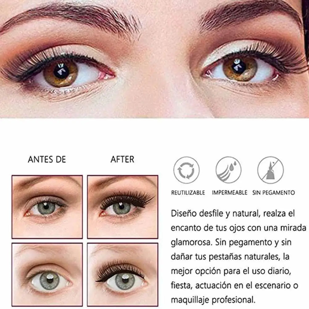Natural Magnetic 3D Eyelashes by LAQTA showing lightweight, reusable false eyelashes with magnetic strips for easy application.