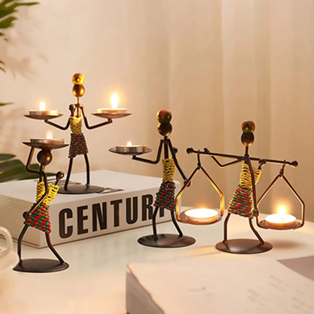 Nordic-style metal candlestick by LAQTA with a sleek, minimalist design and a sturdy base for holding a candle.