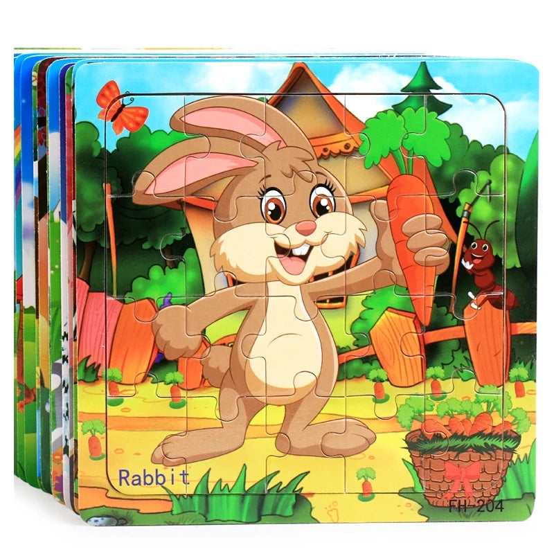LAQTA Montessori 3D puzzle showing colorful, interlocking wooden pieces designed for educational play and cognitive development.