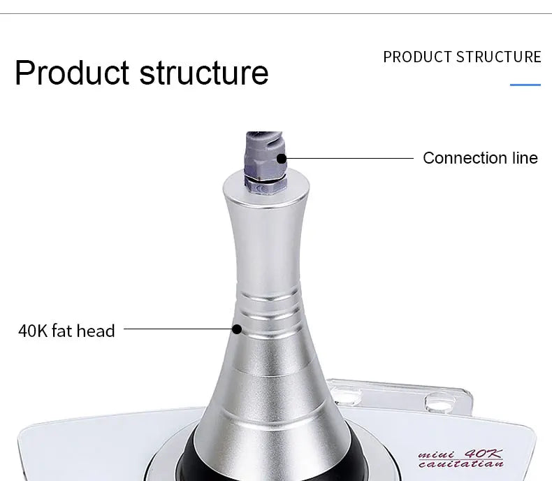 LAQTA Ultrasonic 40KHz Cavitation Machine showing control panel and treatment head for body slimming and skin tightening.