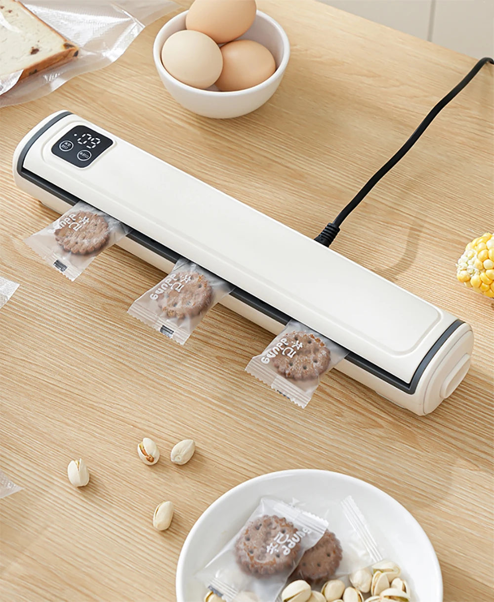 LAQTA vacuum packing machine with digital control panel and sealing bar for food preservation and storage.