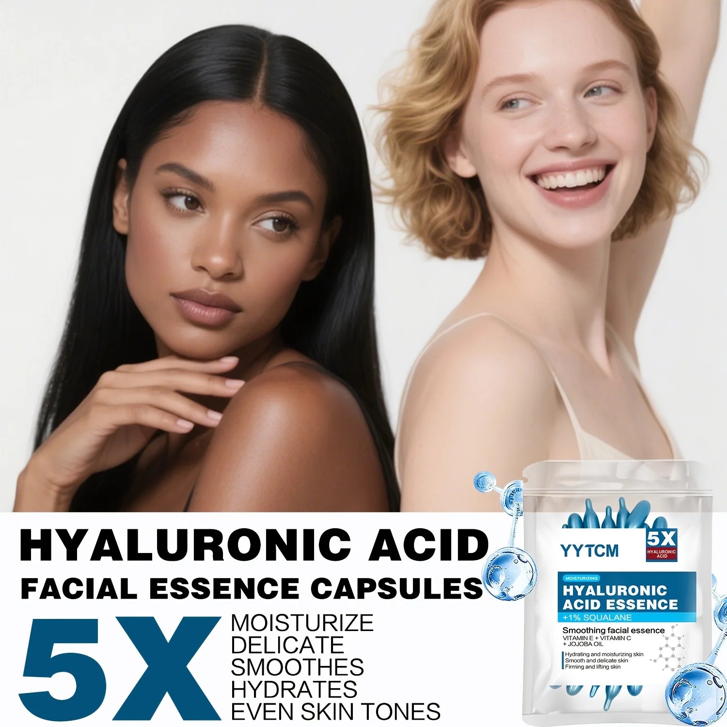 LAQTA Hyaluronic Acid Deep Moisturizing Capsule showing the clear, gel-like capsule with liquid inside and packaging.