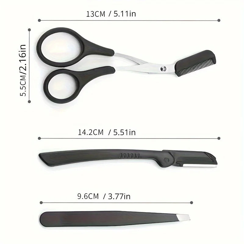 LAQTA Set Eyebrow Kit with multiple shades and tools for defining and shaping eyebrows, displayed in an open compact.