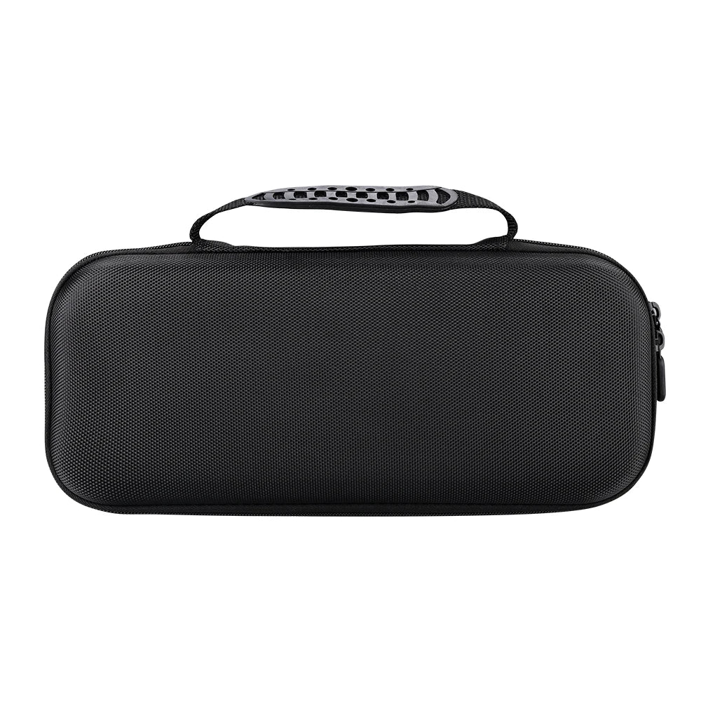 LAQTA EVA portable case bag for PS5 console, showing sturdy black protective storage with handle and secure zipper.